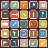 Tool flat icons on red background
