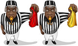 Football Referee with Flag and Whistle