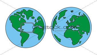 Hand drawn vector planet earth illustration isolated on white background