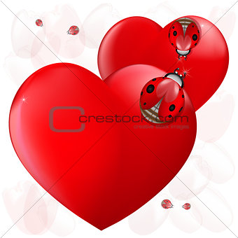 Love heart ladybugs