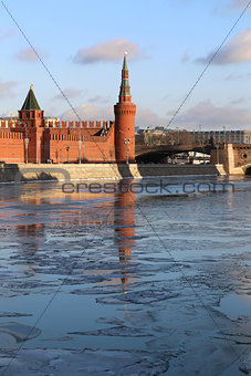 river landscape with the Moscow Kremlin