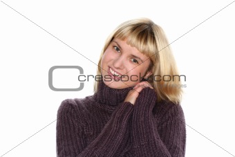 blond girl isolated on white background