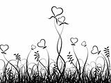 Grass and hearts, vector