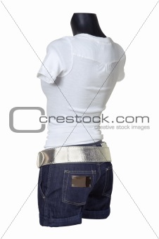 White vest and jeans shorts