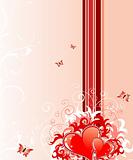 Valentines Day background with hearts and florals