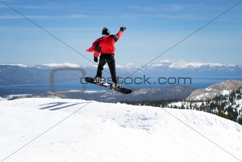 Snowboarder enjoying a view