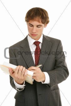 Young Businessman Takes Notes