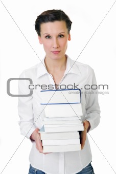 holding books
