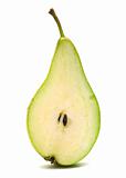 slice fresh pear on white background