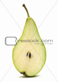 slice fresh pear on white background