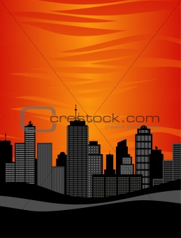 city skyline sunset