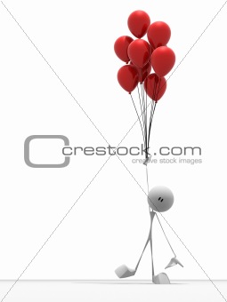 little guy with balloons