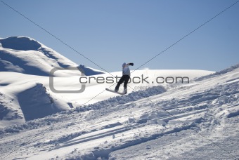 Snowboarder jump stock photo