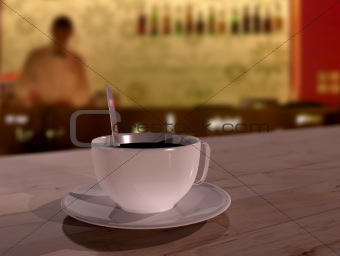 Cup of coffee in bar