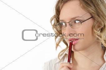 woman with pen