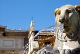 Fountains with lions at piazza Popolo, Rome