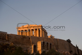 The Acropolis of Athens During the Sunset