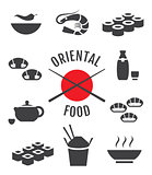 Vector set of oriental japanese food icons