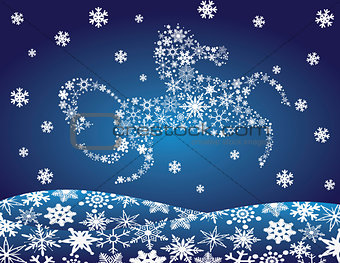 2014 Chinese Horse Leaping Over Snowflakes Illustration