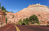 Red road through Zion National Park