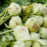 fresh green kohlrabi cabbage on market 