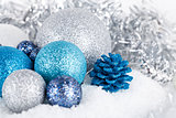 festive glitter christmas decoration silver blue