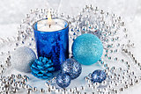 festive glitter christmas decoration silver blue