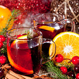 hot tasty spicy mulled red wine with orange and cinnamon christmas 