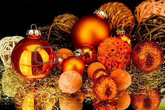 christmas decoration in orange on black