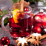 hot tasty spicy mulled red wine with orange and cinnamon christmas 