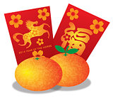 2014 Chinese New Year of the Horse Oranges and Red Money Packets