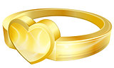 Gold ring with heart