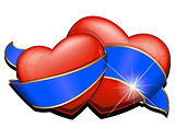 Two heart with blue ribbon