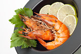 Grilled prawns isolated