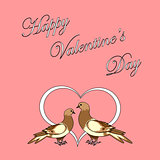 Two doves with a heart. Design Valentine's day background