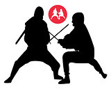 two ninjas in sparring