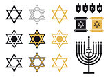 Jewish stars, religious icon set, vector 
