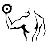 Sketch of man with dumbbell