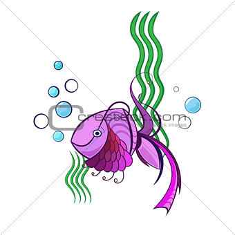 Little violet swimming fish