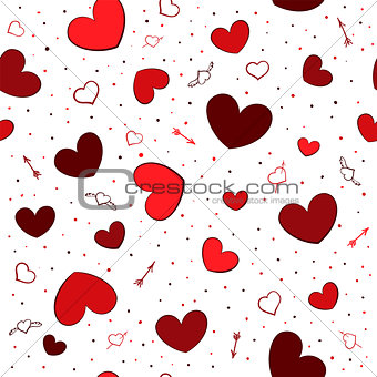 Seamless background with red hearts