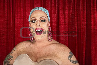 Laughing Drag Quen without Wig