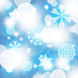 Snowflakes on abstract blue background