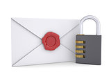Combination lock and white envelope
