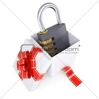 Combination lock in a gift box