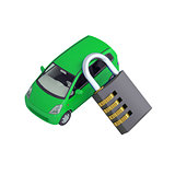 Green small car and combination lock
