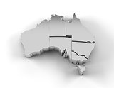 Australia map 3D silver with states stepwise and clipping path