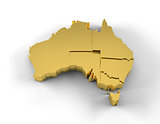Australia map 3D gold with states stepwise and clipping path