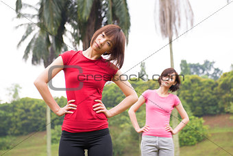 Asian woman workout outdoor