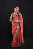 Full body traditional Indian girl in sari