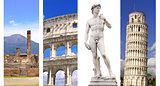 Set banners with landmarks of Italy